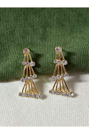 Gold Taşlı Tasarım Küçük Kadın Küpe