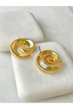 Gold Çizgi Detaylı Sparkle Şık  Kadın Küpe