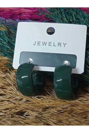 Nefti Yeşil Kalın Halka Kadın Küpe