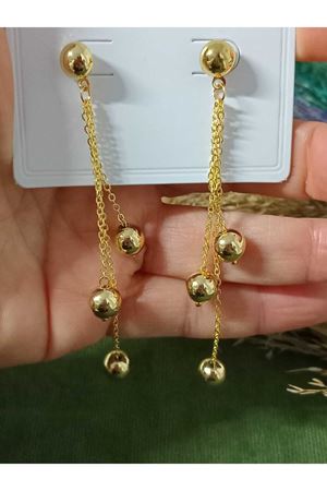 Gold Top Sallantılı Şık Küpe
