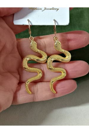 Gold Büyük Yılan Model Kadın Küpe