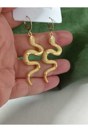 Gold Büyük Yılan Model Kadın Küpe