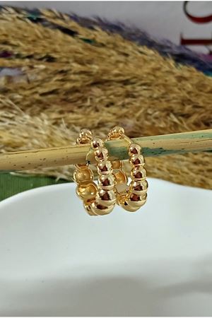Gold Topçuklu Halka Marka Küçük Kadın Küpe