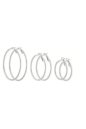 Gümüş 4cm-5cm-6cm 3 Çift Halka Kadın Küpe