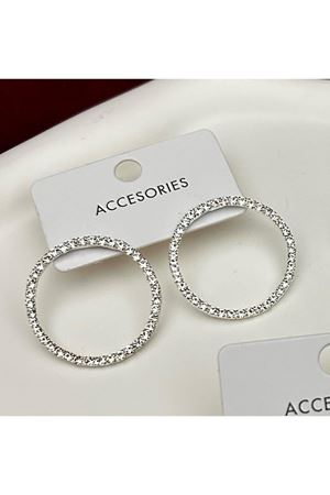 Gümüş Zirkon Taşlı Tasarım Kadın Halka Küpe