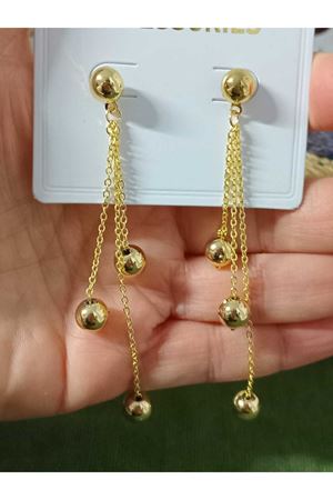 Gold Top Sallantılı Şık Küpe