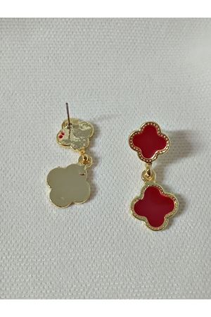 Yonca Bordo Mineli Sallantılı Kadın Küpe