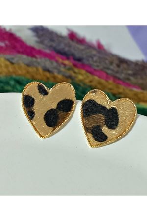 Kahve Leopar Kalp Şık Abiye Günlük Küpe