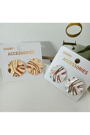 Gold Renk Dalgalı Yuvarlak Plaka Küpe