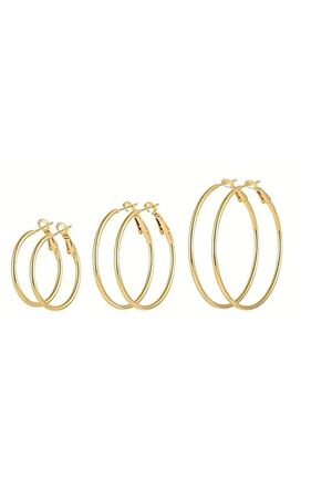 Gold 4cm-5cm-6cm 3 Çift Halka Kadın Küpe