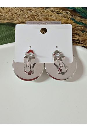 Gümüş Yuvarlak Tasarım Inci Düğme Büyük Kadın Küpe