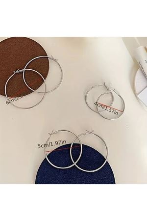 Gold 4cm-5cm-6cm 3 Çift Halka Kadın Küpe