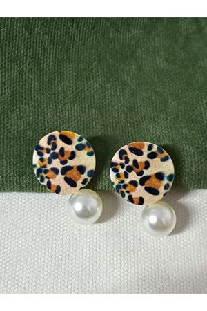 İncili Leopar Şık Günlük Abiye Küpe