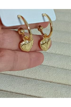 Gold Halka Kalp Sallantılı Kadın Küpe
