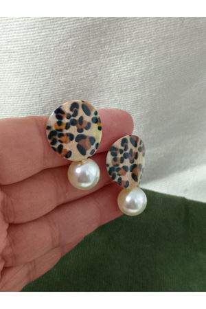 İncili Leopar Şık Günlük Abiye Küpe