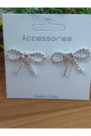 Suyolu Kristal Taşlı Fiyonk  Kadın Küpe, Abiye, Günlük