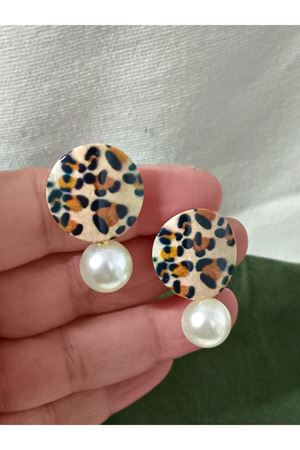 İncili Leopar Şık Günlük Abiye Küpe