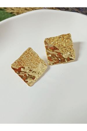 Gold Renk Plaka Kadın Küpe