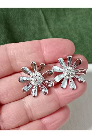 Gümüş Çiçek Papatya Kadın Küpe