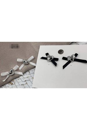 Siyah Kurdeleli Gümüş Kalp Küçük Kadın Küpe