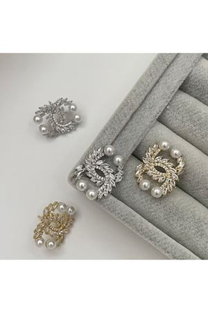 Gold Zirkon Taşlı Incili Marka Şık Kadın Küpe