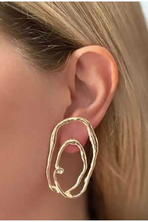 Gold Halka Tasarım Büyük Kadın Küpe (8cm)
