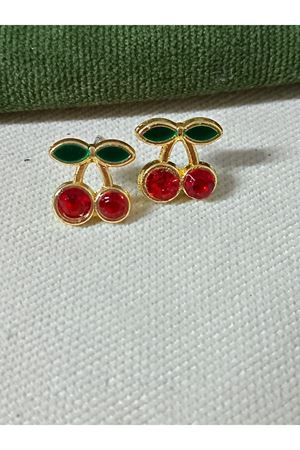 Minimal Gold Kirazlı Tasarım Şık Kadın Küpe