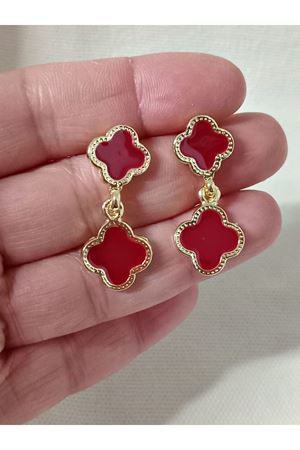 Yonca Bordo Mineli Sallantılı Kadın Küpe