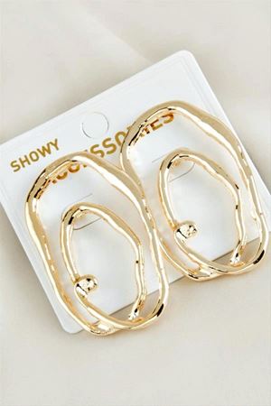 Gold Halka Tasarım Büyük Kadın Küpe (8cm)