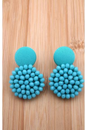 Kesme Boncuklu Dokulu Mavi Küpe