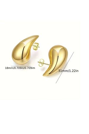 Gold  Gözyaşı Damlası Hafif  Kadın Küpe 3cm