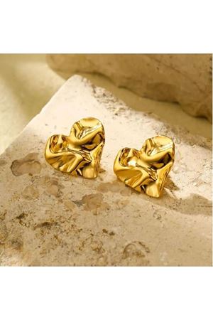 Gold Renk Kalp Plaka Küpe