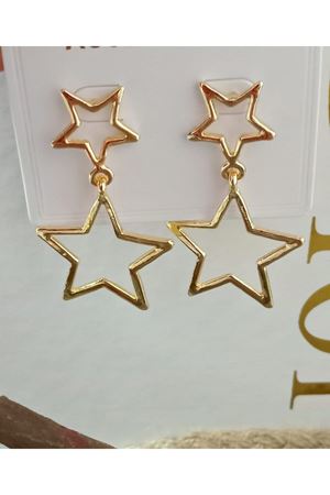 Gold Çift Yıldız Temalı Sallantılı Kadın Küpe