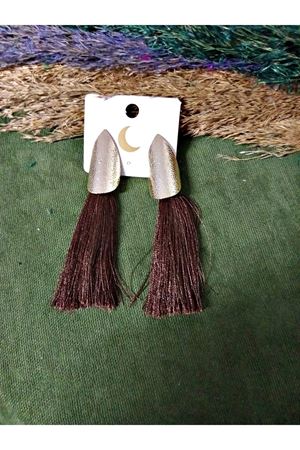 Gold  Tasarım Uzun Şık Marka Püskül Kadın Küpe