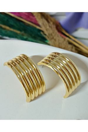 Gold Çelik Çoklu Görünümlü Büyük Küpe