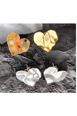 Gold Renk Kalp Plaka Küpe