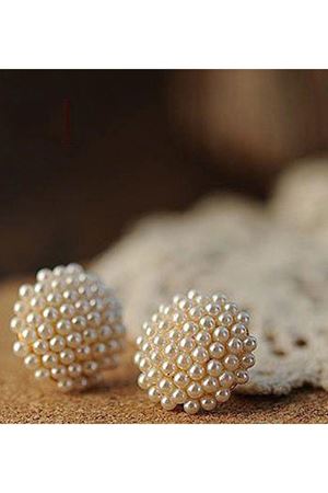 Gold İncili Minimal Şık Abiye Günlük Kadın Küpe