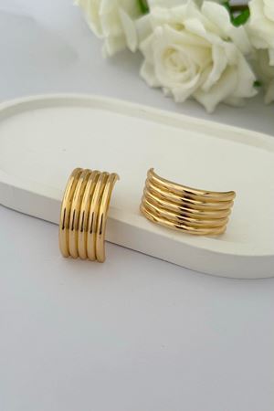 Gold Çelik Çoklu Görünümlü Büyük Küpe