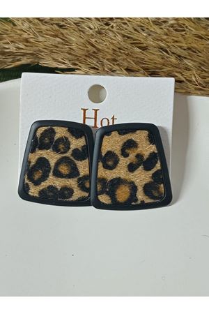 Leopar Dokulu Şık Abiye Günlük Kadın Küpe