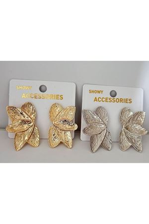 Gold Yarım Çiçek Plaka Kadın Küpe Uzunluk 4cm