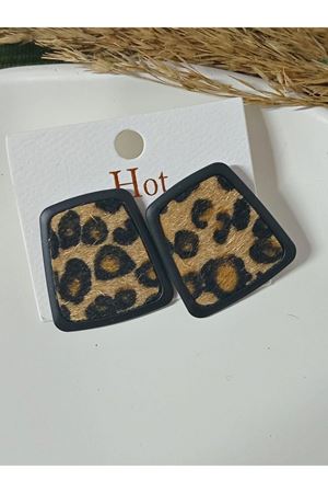 Leopar Dokulu Şık Abiye Günlük Kadın Küpe
