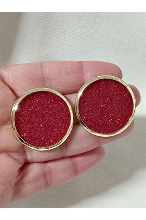 Kırmızı Parlak Dokulu Şık Zarif Kadın Küpe- Büyük