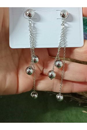 Gümüş Top Sallantılı Şık Küpe