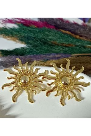 Gold Büyük Güneş Kadın Küpe