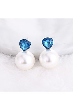 Zirkon Taşlı Gümüş Kaplama Beyaz Inci Saplama Küpe