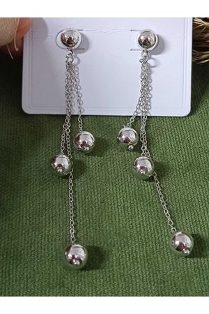 Gümüş Top Sallantılı Şık Küpe