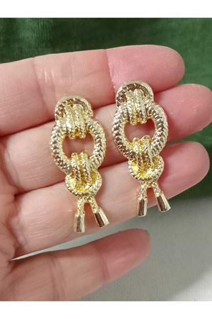 Gold Düğüm Tasarım Hafif Kadın Küpe