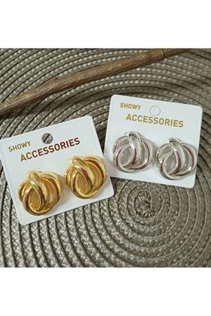 Gold Tasarım Büyük Düğme Kadın Küpe