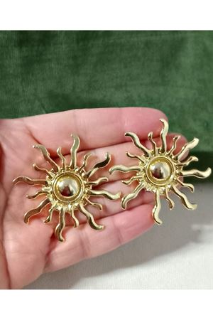 Gold Büyük Güneş Kadın Küpe