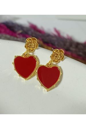 Gold Mineli Kalp Sallantılı Şık Kadın Küpe